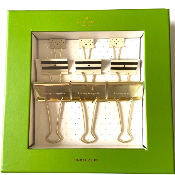 🔖 KATE SPADE New York Binder Clips Dots & Stripes - Picture 3 of 4